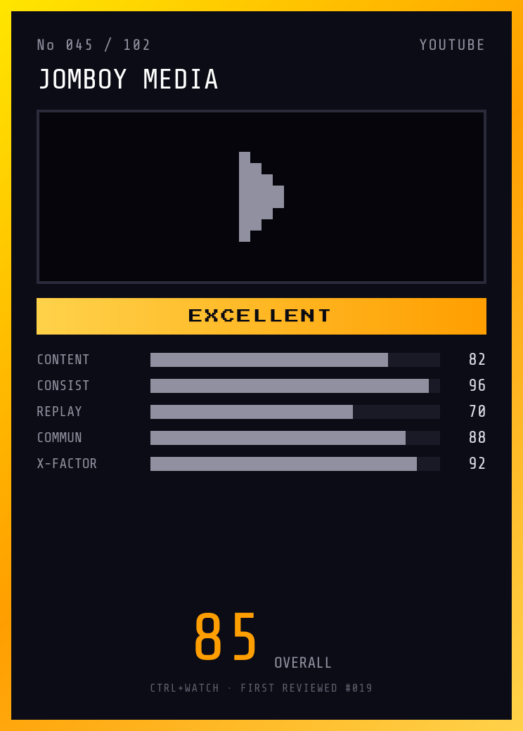 Jomboy Media Player Card — EXCELLENT, 85/100