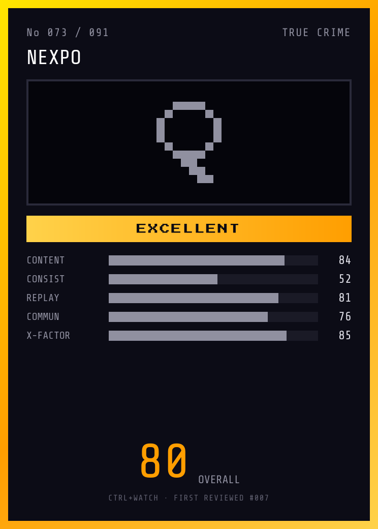 Nexpo Player Card — EXCELLENT, 80/100