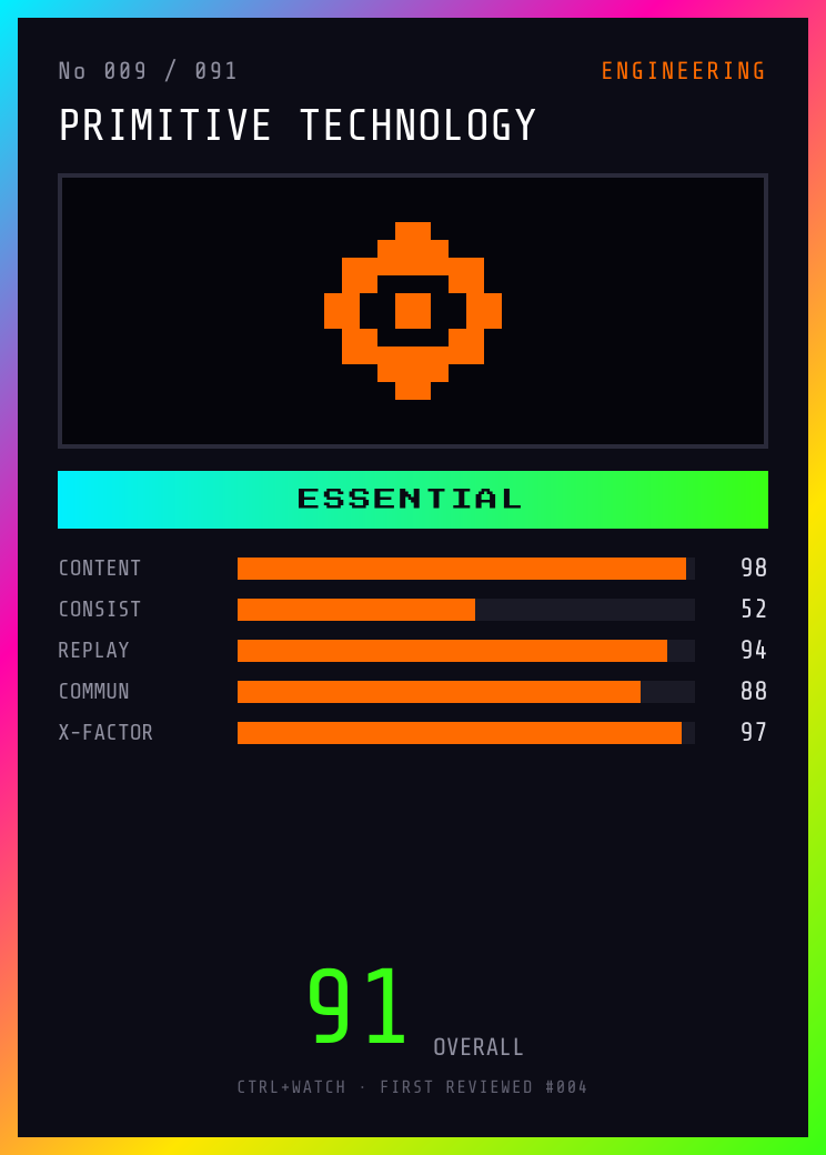 Primitive Technology Player Card — ESSENTIAL, 91/100